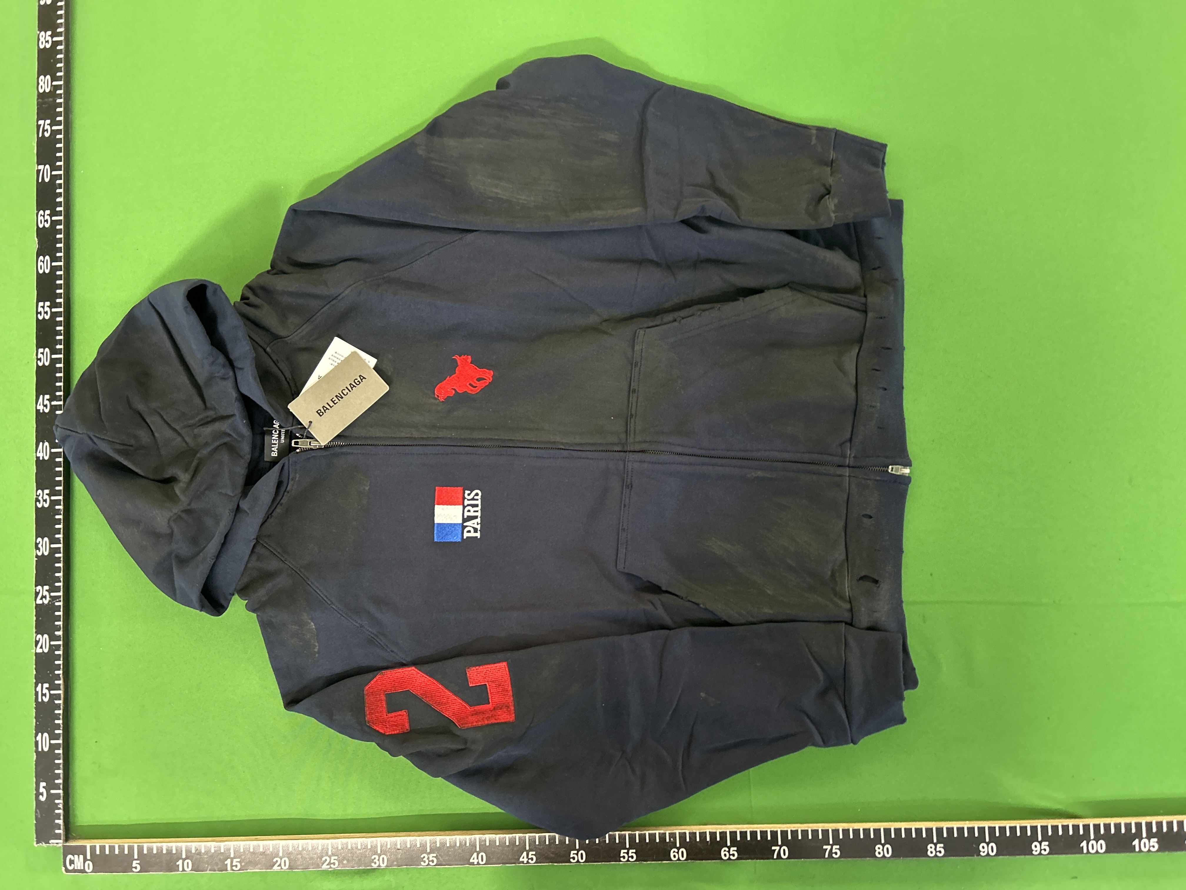 QC Photo - Balenciaga Dirty Blue Polo Zip-Up Hoodie