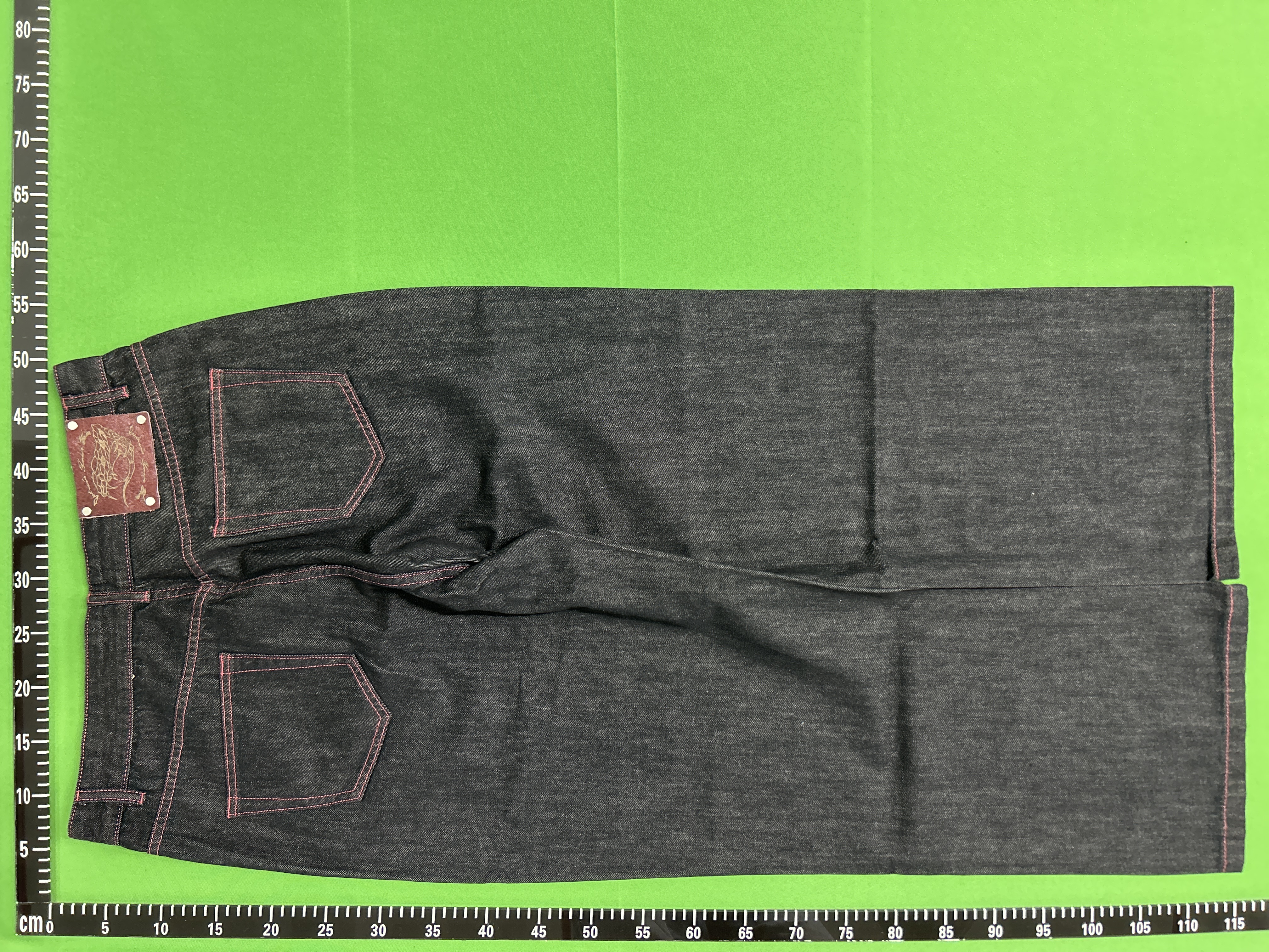 QC Photo - WANNA LAB Red Stitching Raw Denim Pants