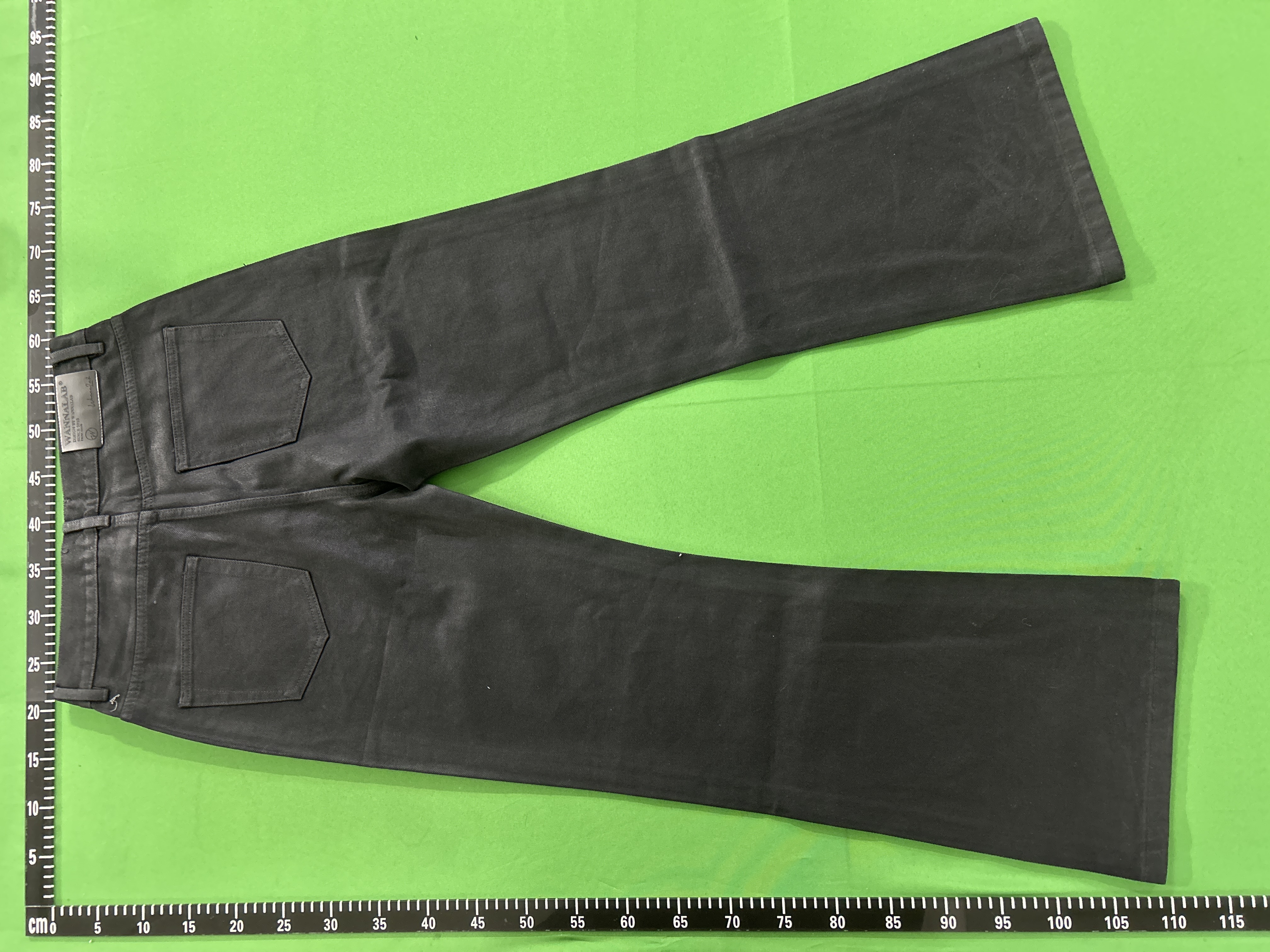 QC Photo - WANNA LAB Waxed Flared Jeans