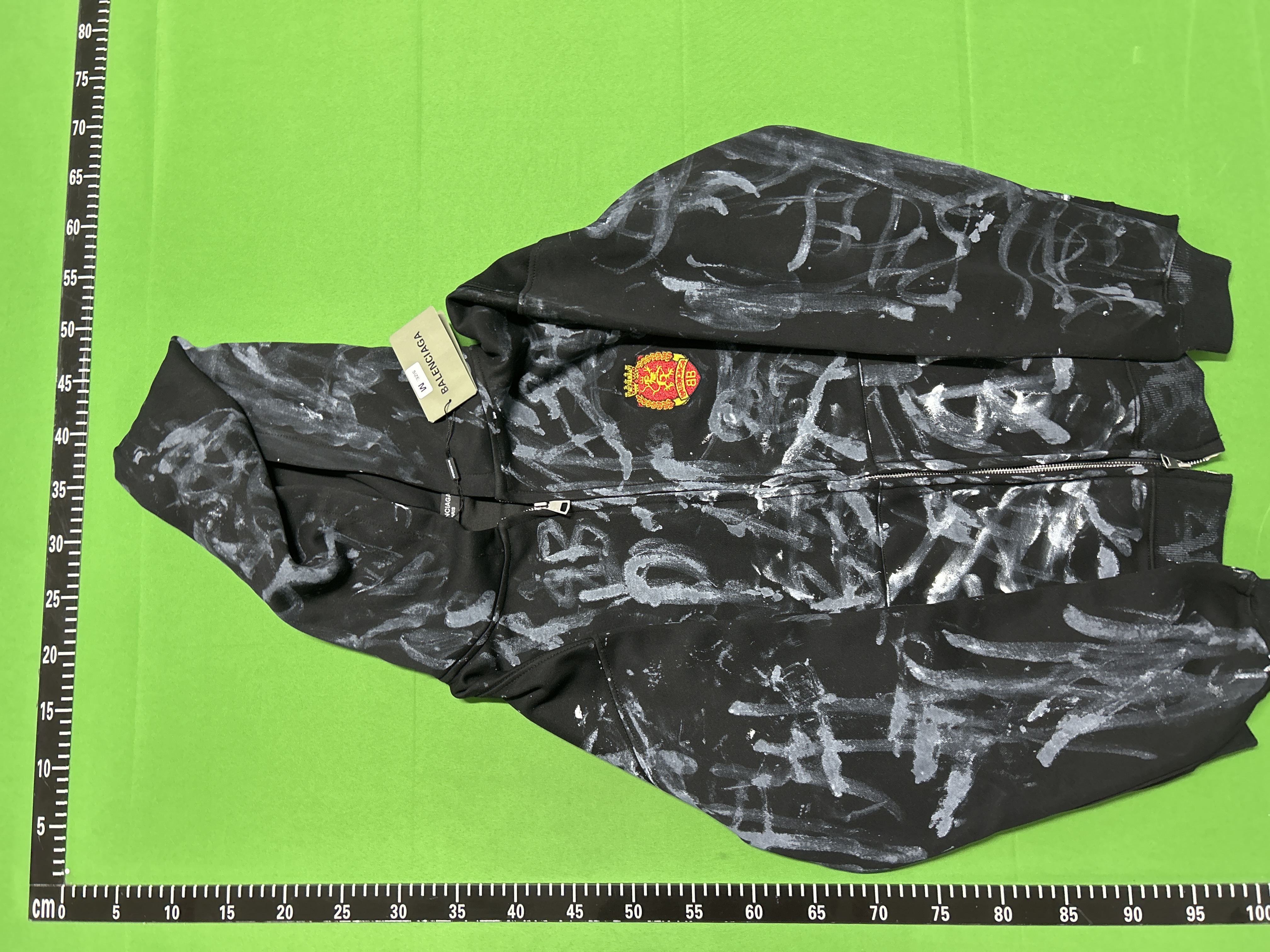 QC Photo - Black zipper graffiti hoodie jacket b 5320