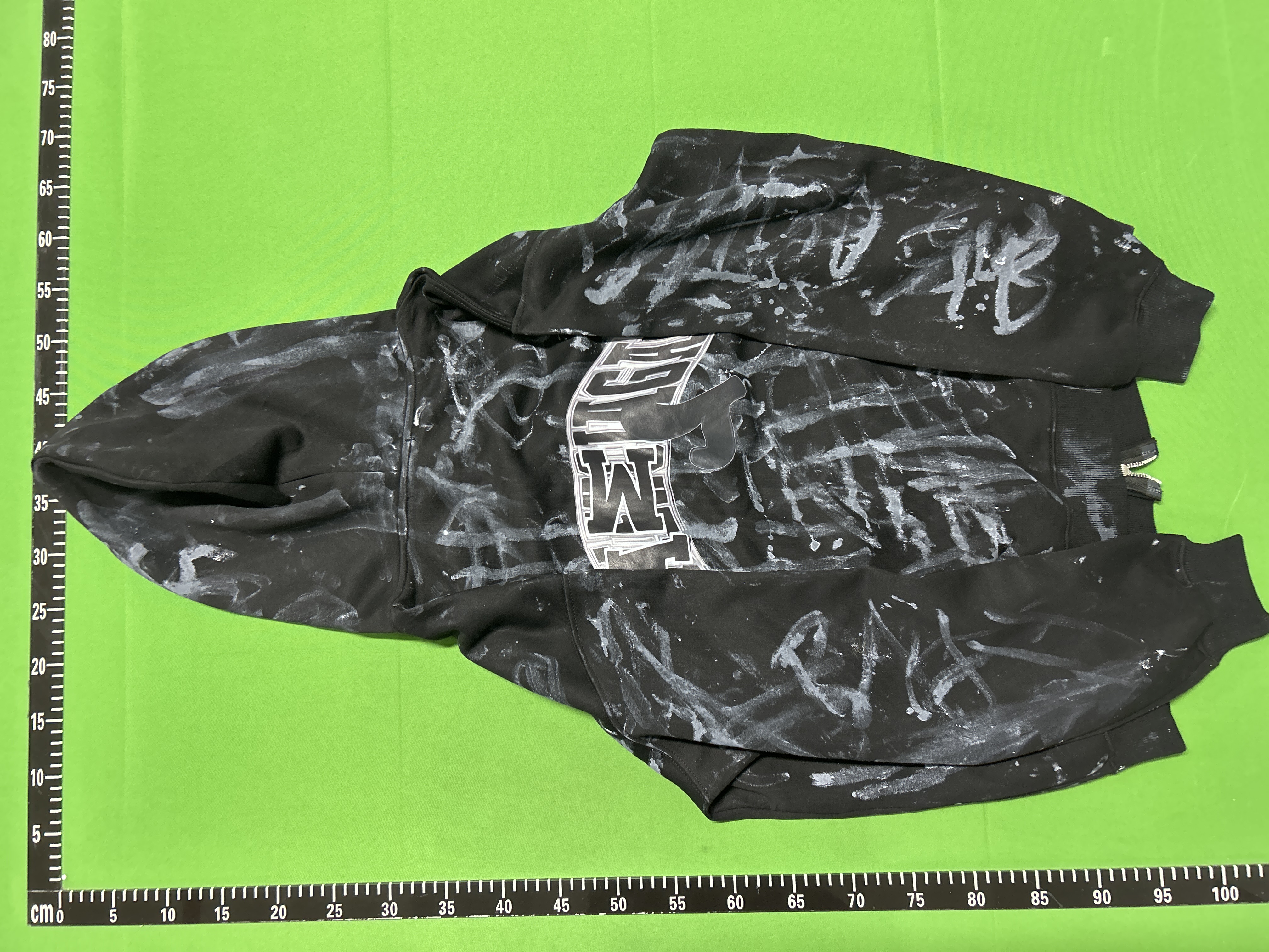 QC Photo - Black zipper graffiti hoodie jacket b 5320