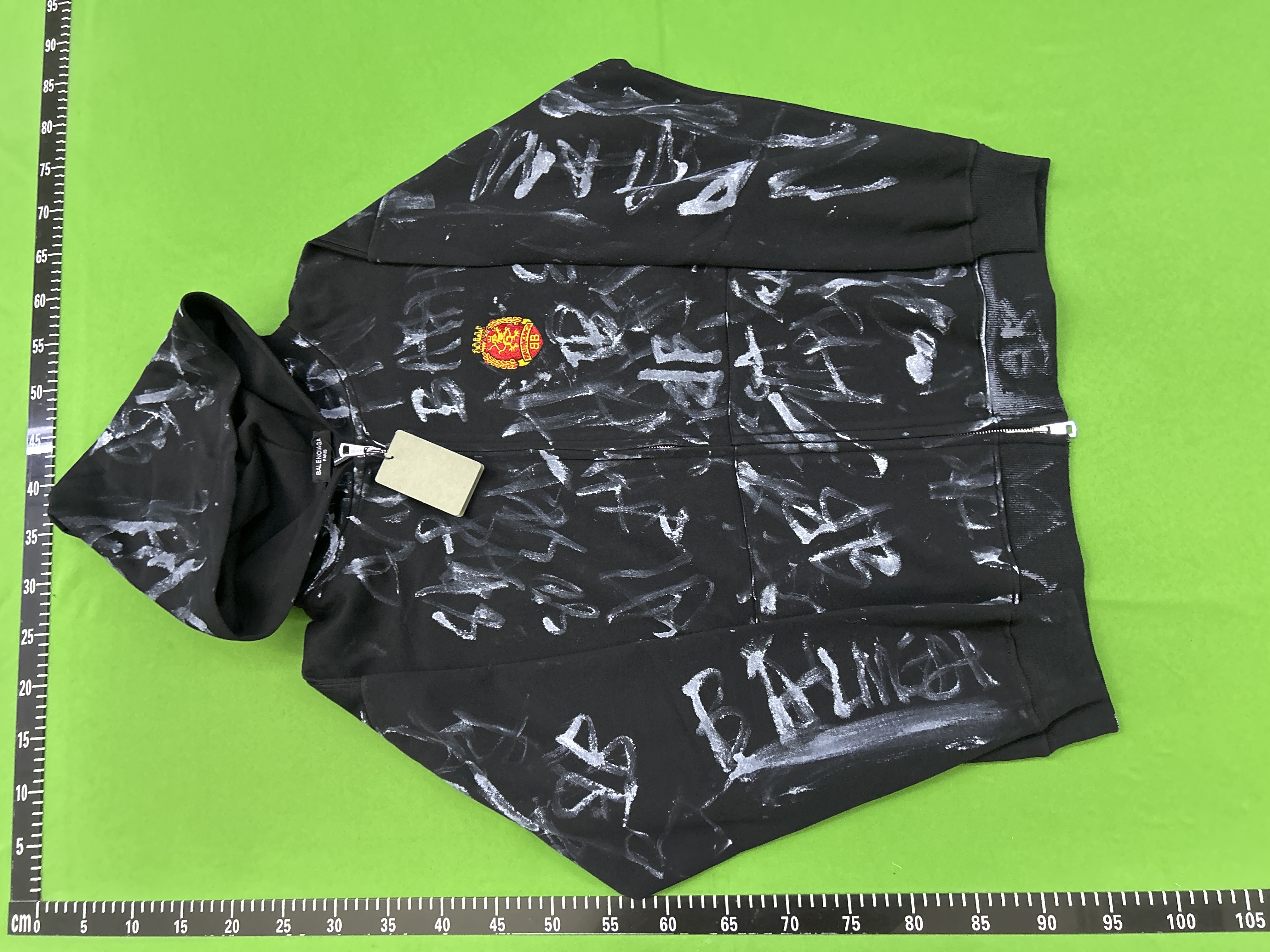 QC Photo - Black zipper graffiti hoodie jacket b 5320
