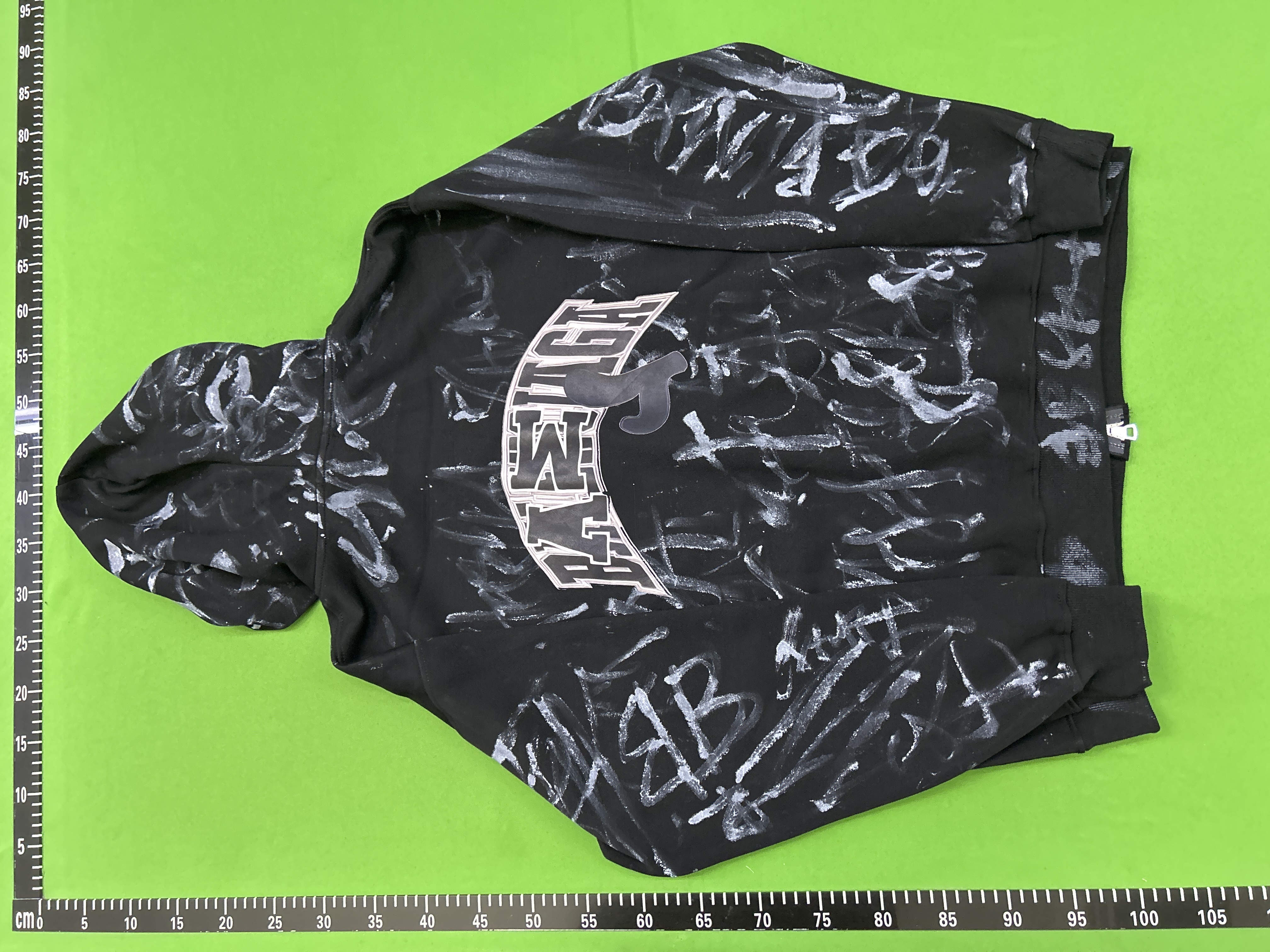 QC Photo - Black zipper graffiti hoodie jacket b 5320