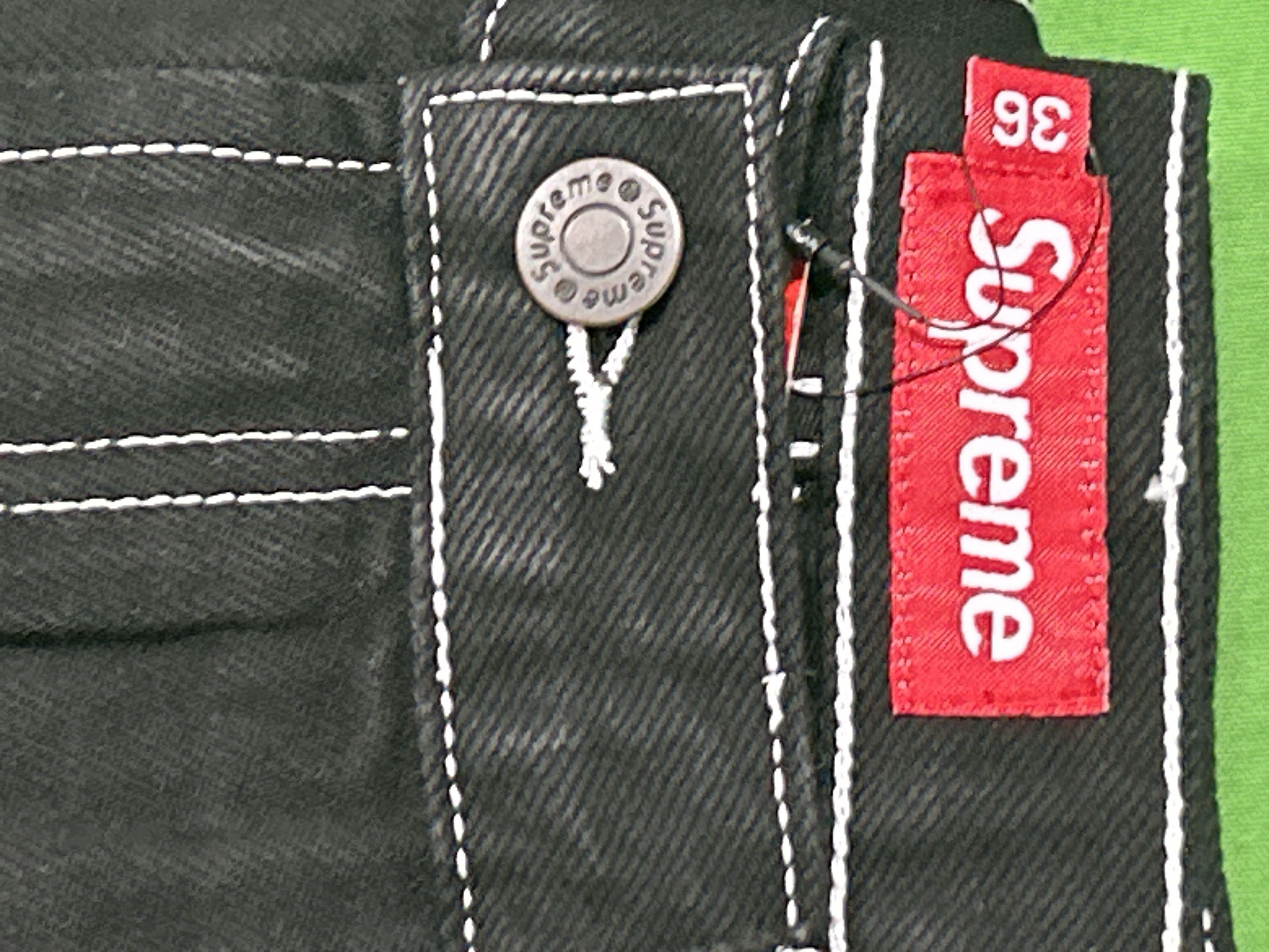 QC Photo - Supreme Radial Embroidered Denim Trucker Jacket