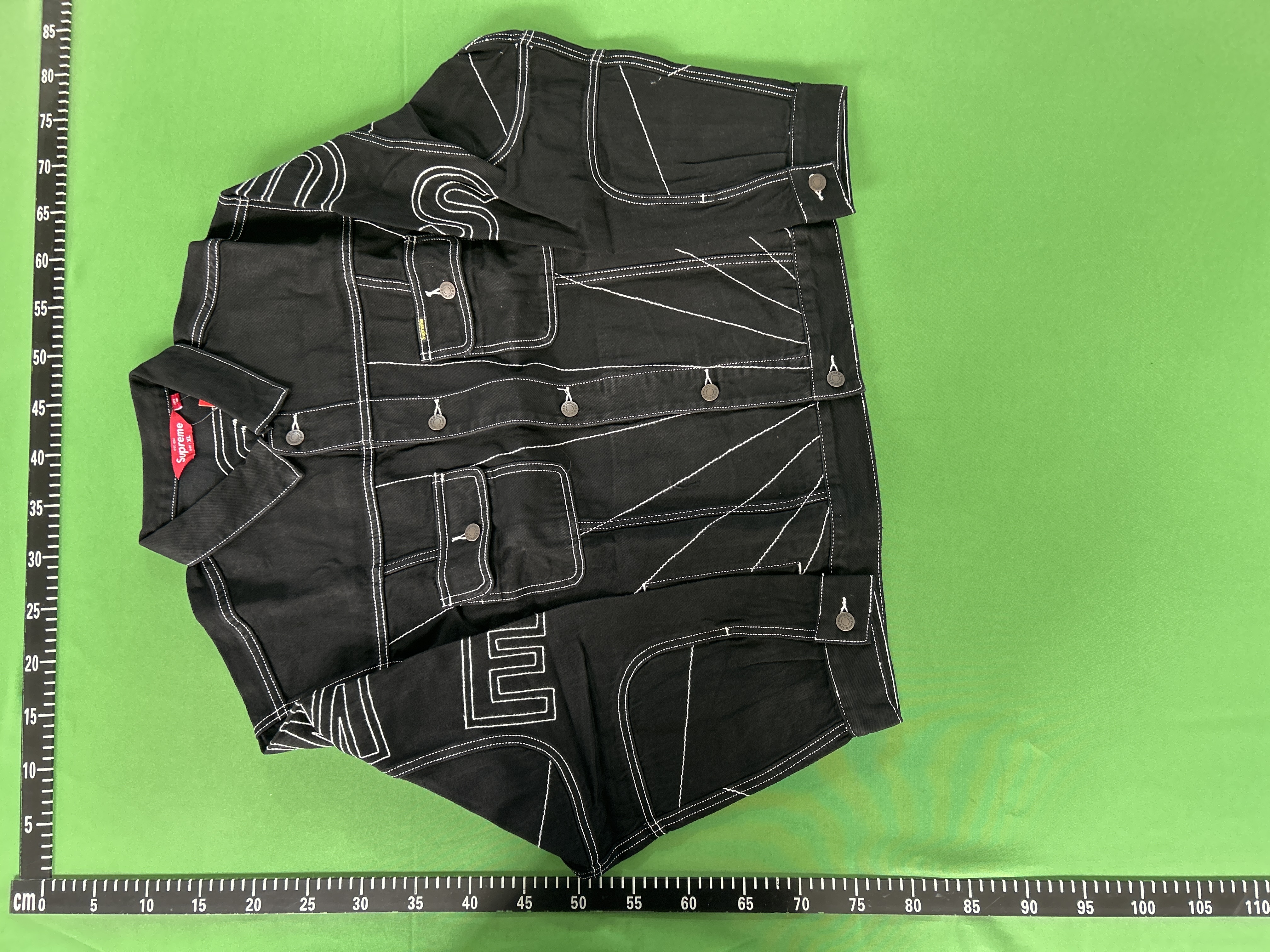 QC Photo - Supreme Radial Embroidered Denim Trucker Jacket