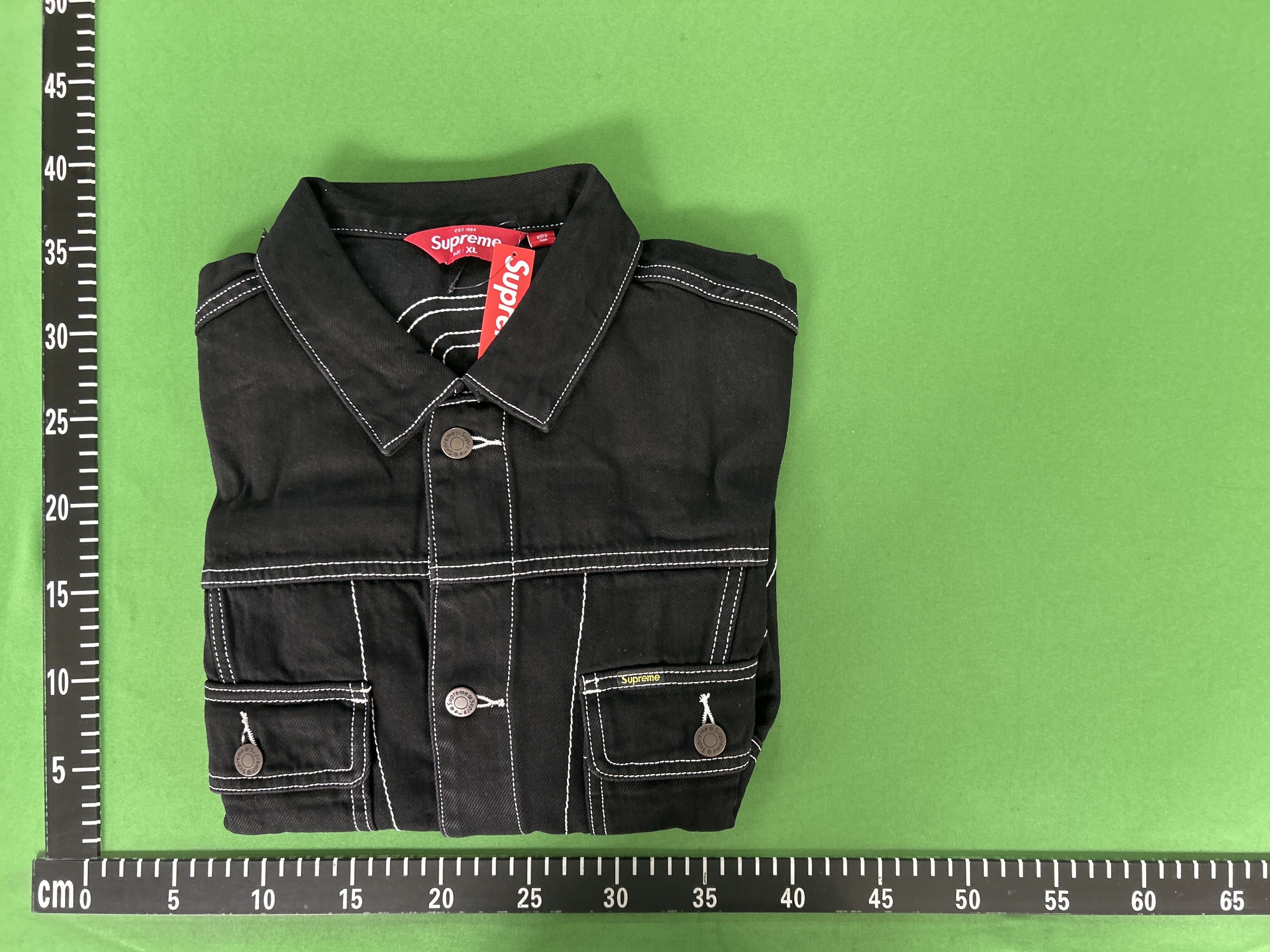 QC Photo - Supreme Radial Embroidered Denim Trucker Jacket