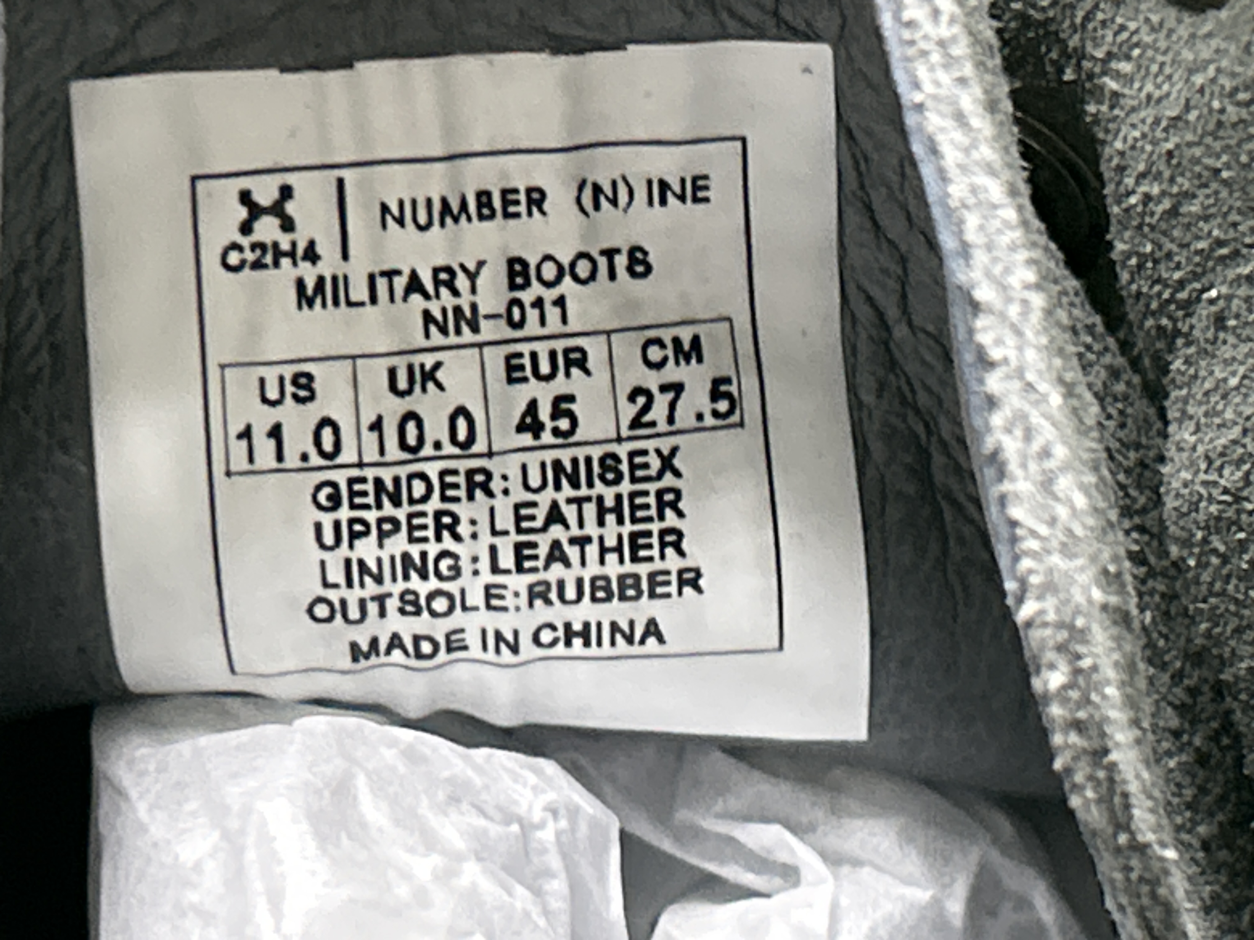 QC Photo - C2H4 X NUMBER NINE Combat Boots